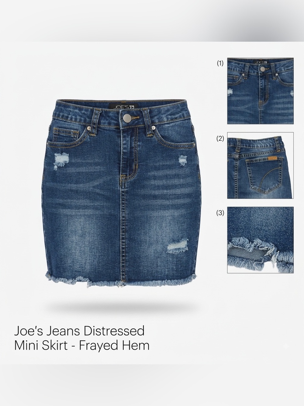 Joe's Jeans Medium Blue Distressed Denim Mini Skirt with Frayed Hem Girls Sz 12